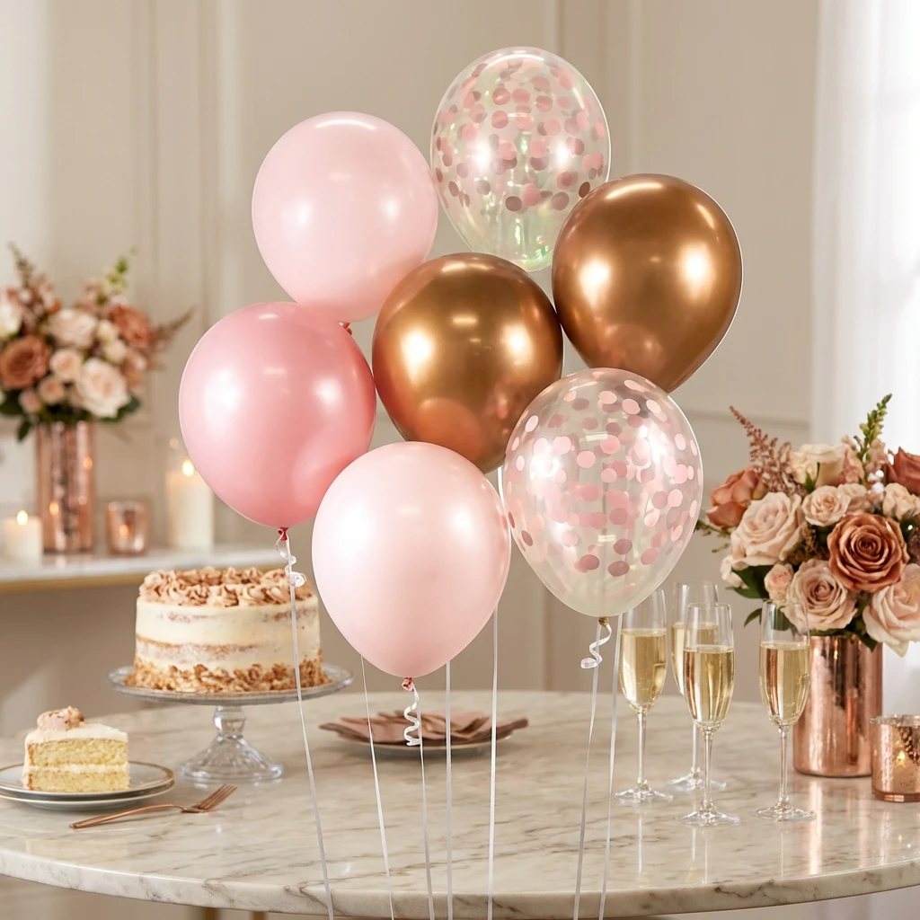 Ballonbuket B&C pink og kobber 7 stk. BB-RMD7 by Godan color Sort