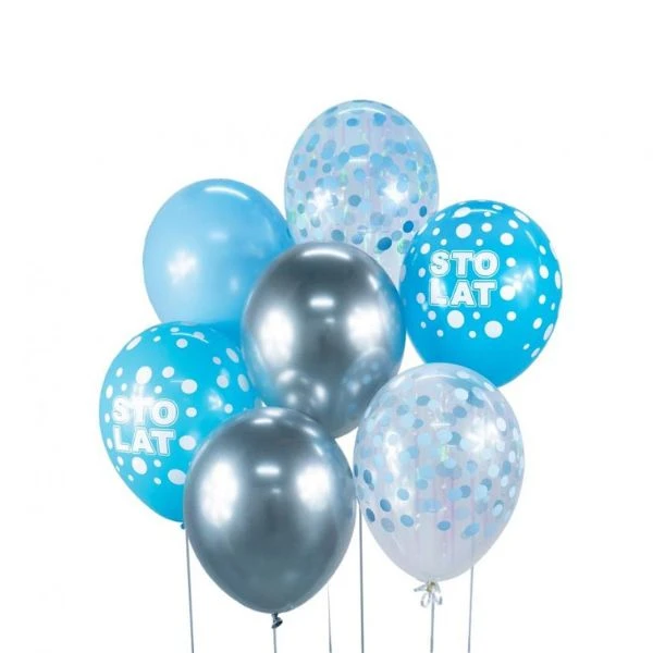 Ballonbuket B&C Sto Lat sølv og blå 7 stk. BB-SNS7 by Godan color Sort
