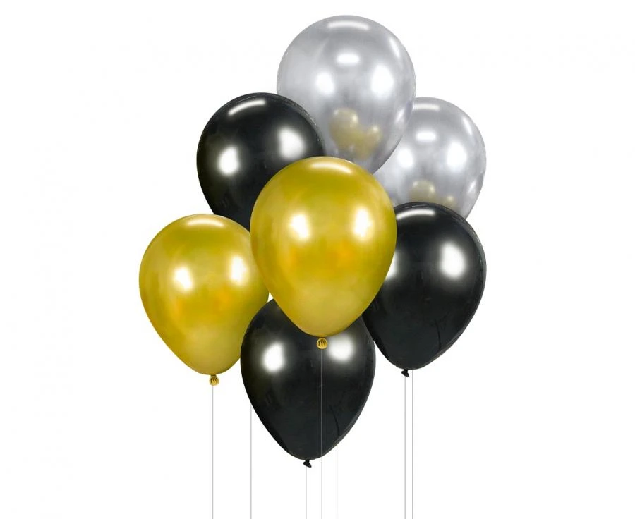 Ballonbuket B&C guld sølv sort / 7 stk BB-ZSC7 by Godan color Sort