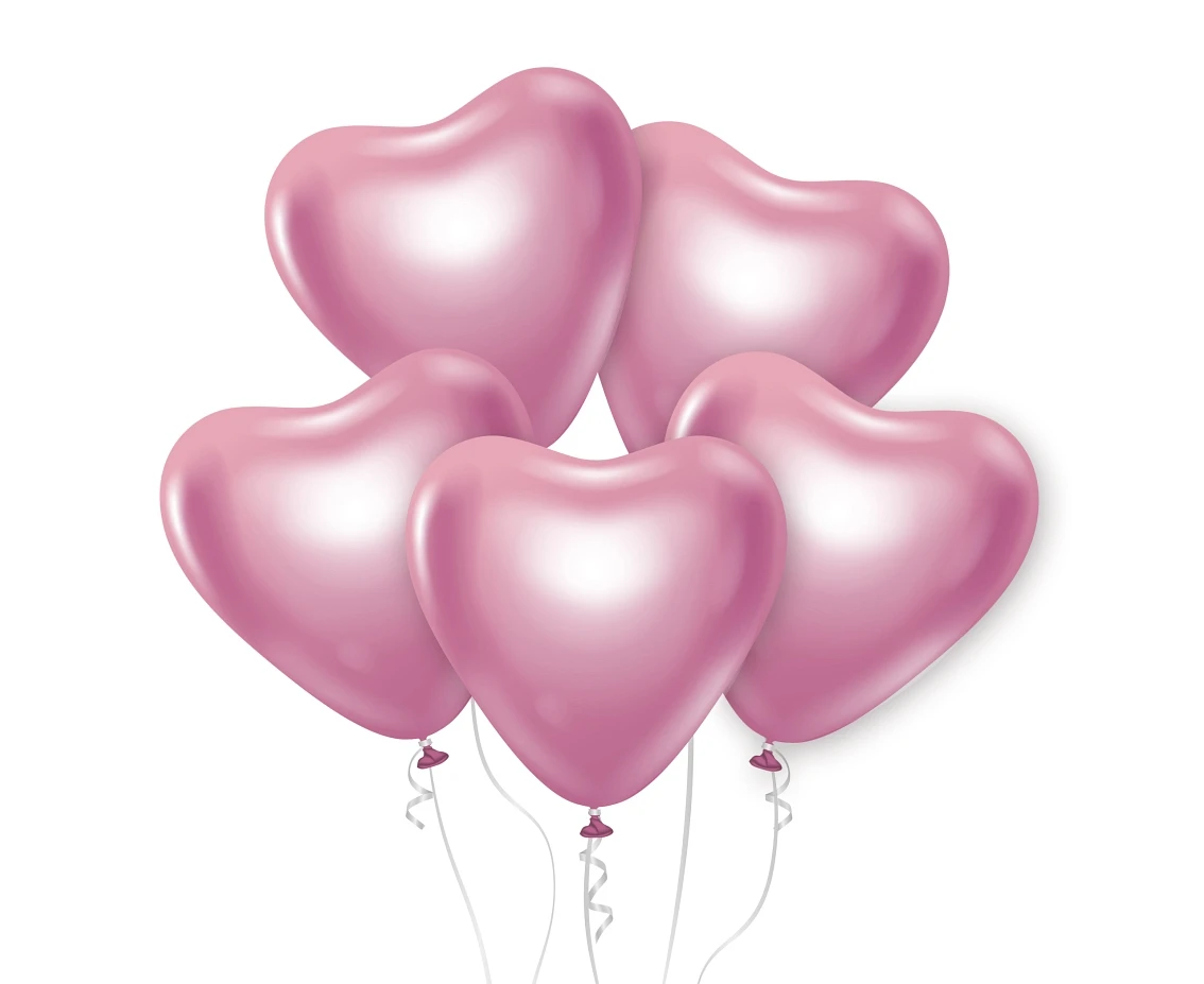 Balloner Beauty&Charm Platin lyserød hjerter 12"/6 stk. CB-S6LJ by Godan color Sort