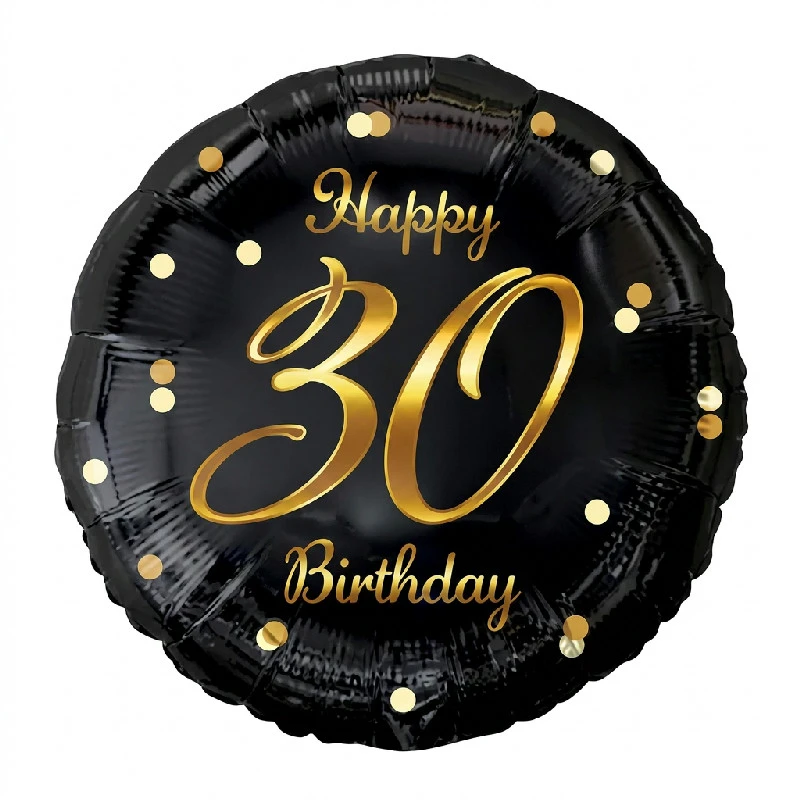 Folieballon B&C Glædelig 30 års fødselsdag sort guldtryk 45cm FG-O30Z by Godan color Sort