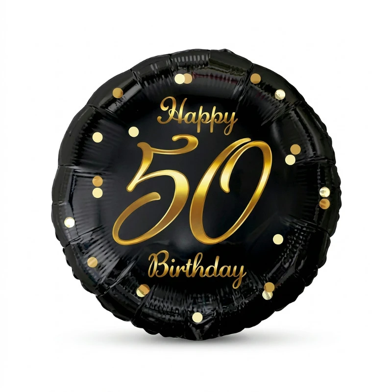 Folieballon Glædelig 50 års fødselsdag sort guldtryk 45 cm FG-O50Z by Godan color Sort