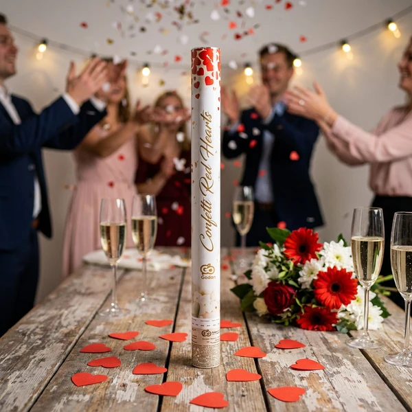 Konfettikanon med røde papirhjerter - 60 cm JC-KPSC60 by Godan color Sort