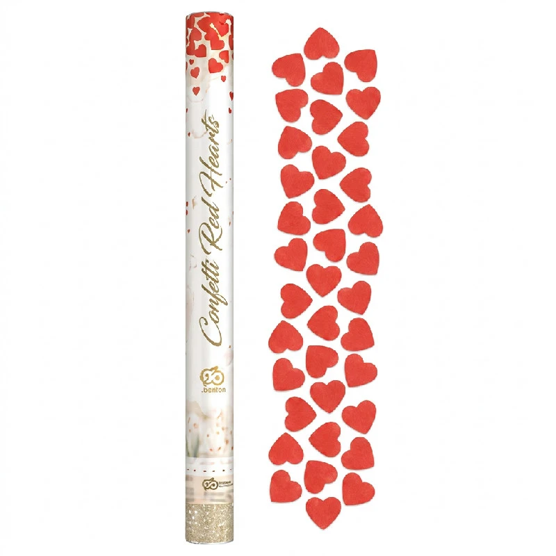 Konfettikanon med røde papirhjerter - 60 cm JC-KPSC60 by Godan color Sort