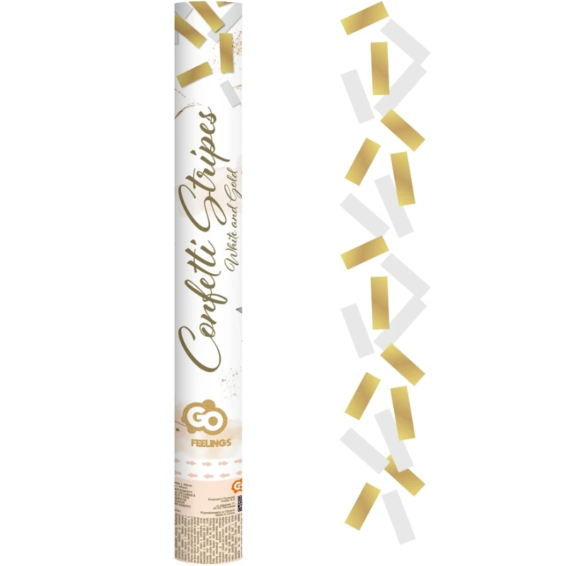 Konfettikanon B&C Guld og hvid papirstriber / 40 cm KP-ZBPP by Godan color Sort