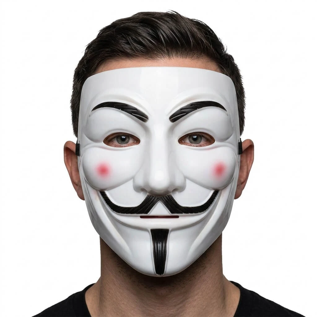 Anonymous Udklædningsmaske - Hvid Plastik MPROT-YH by Godan color Sort