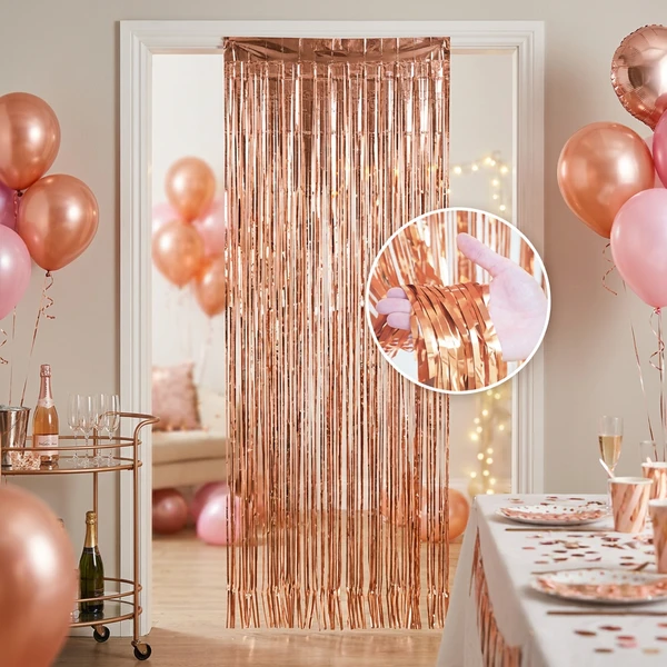 Frynsedørgardin rosaguld 90x240 cm PF-KDRG by Godan color Sort