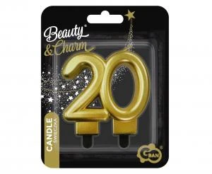 B&C nummerlys - 20 guldmetallic 80 cm PF-SCZ20 by Godan color Sort