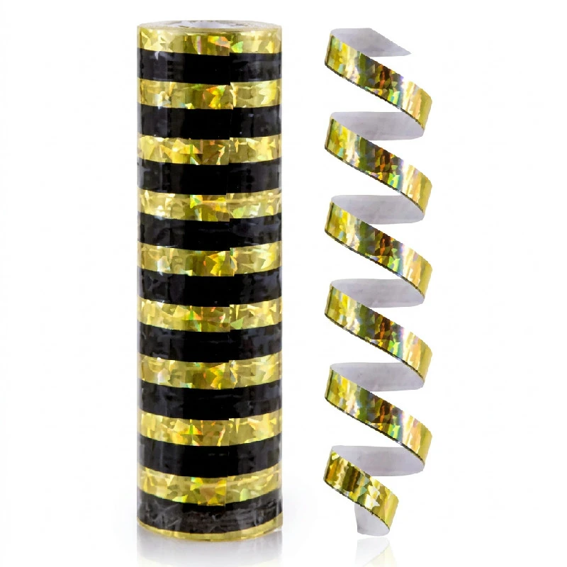 Holografisk streamer guld-sort - 4 m / 1 stk PZ-SHZC by Godan color Sort