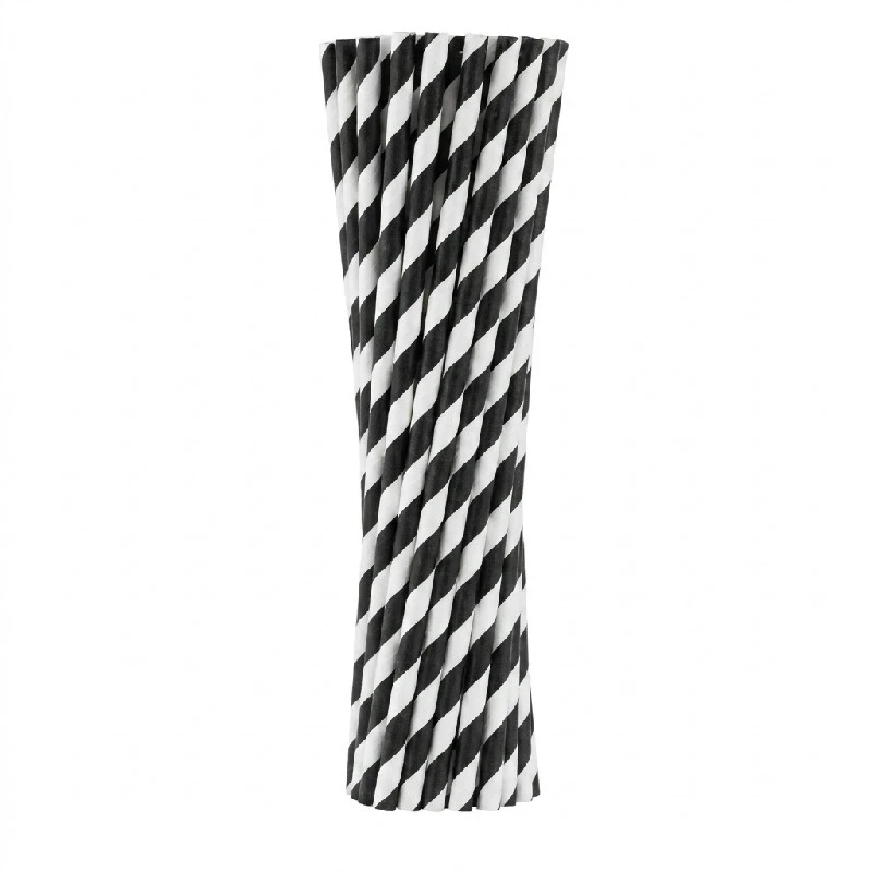 Papirsugerør sorte striber 6x197 mm / 250 stk. RP-CP25 by Godan color Sort