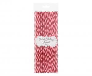 Papirsugerør rød chevron 6x197 mm / 24 stk. RP-CS24 by Godan color Sort