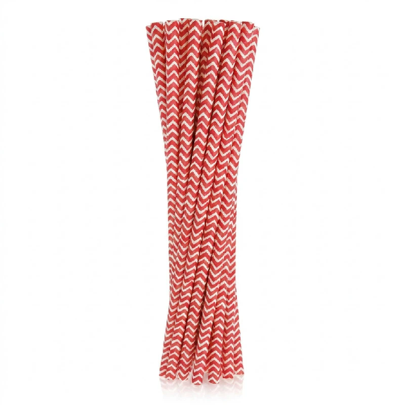 Papirsugerør rød chevron 6x197 mm / 24 stk. RP-CS24 by Godan color Sort