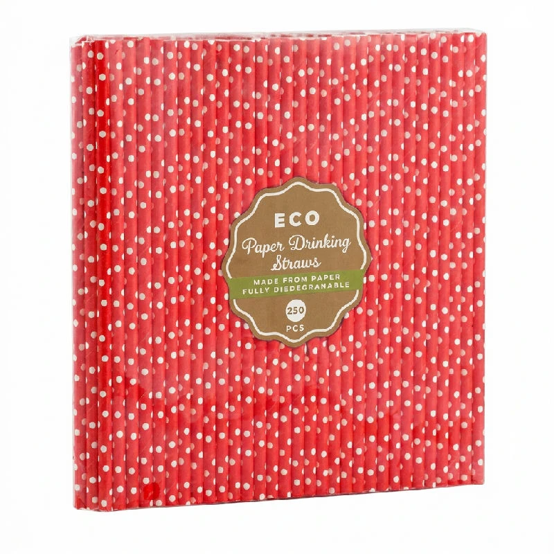 Papirsugerør rød med prikker 6x197 mm / 250 stk RP-CZGR by Godan color Sort
