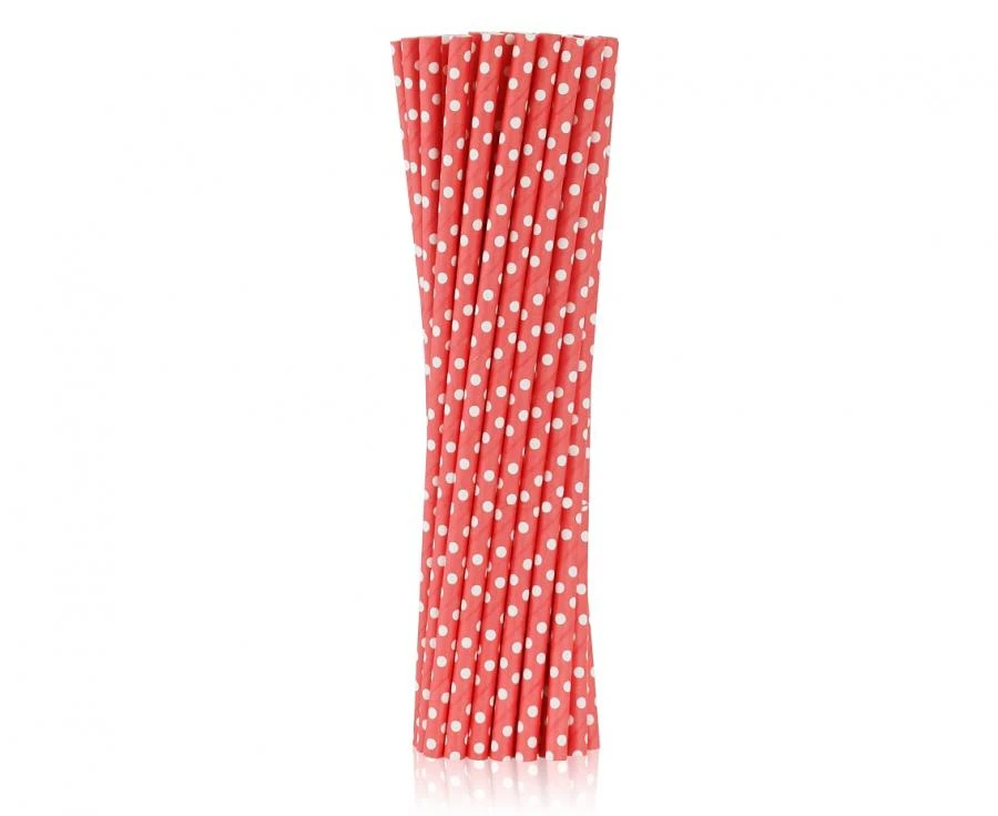 Papirsugerør rød med prikker 6x197 mm / 250 stk RP-CZGR by Godan color Sort
