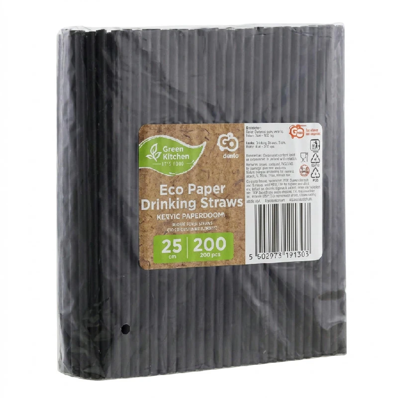 Papirsugerør sort 8x252 mm/ 200 stk. RP-CZSH by Godan color Sort