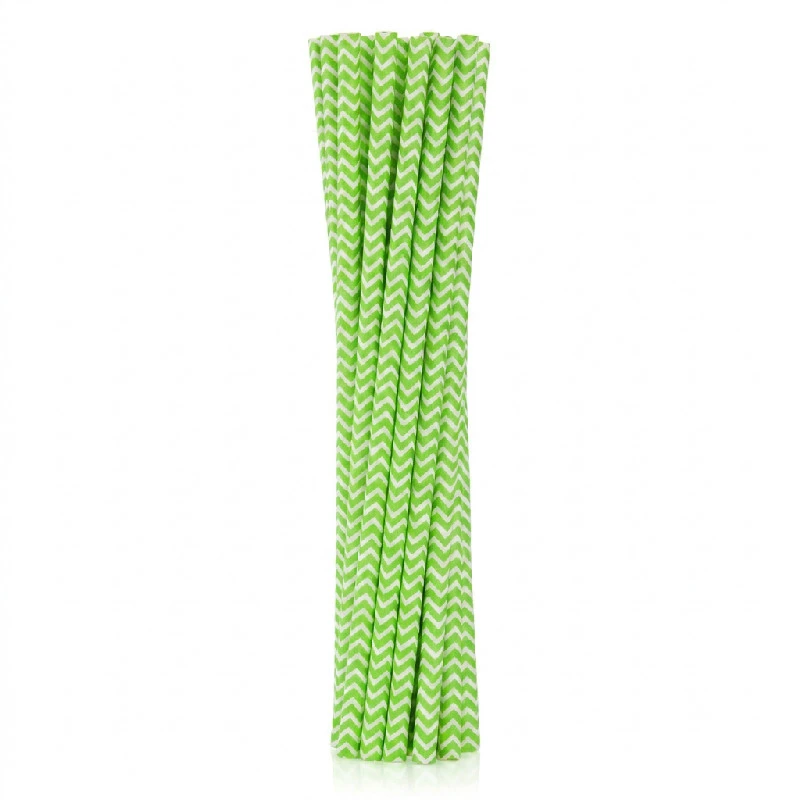 Drikkepapirsugerør limegrøn chevron 6x197 mm / 12 stk RP-LS12 by Godan color Sort