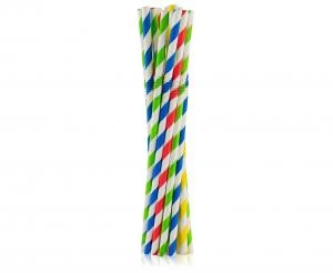 Fleksible stribede papirsugerør mix 6x200 mm 100 stk RP-LSTO by Godan color Sort