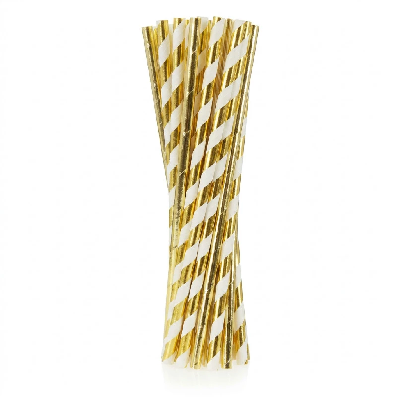 Papirsugerør guld blanding af to designs 6x197 mm / 24 stk RP-ZLM2 by Godan color Sort