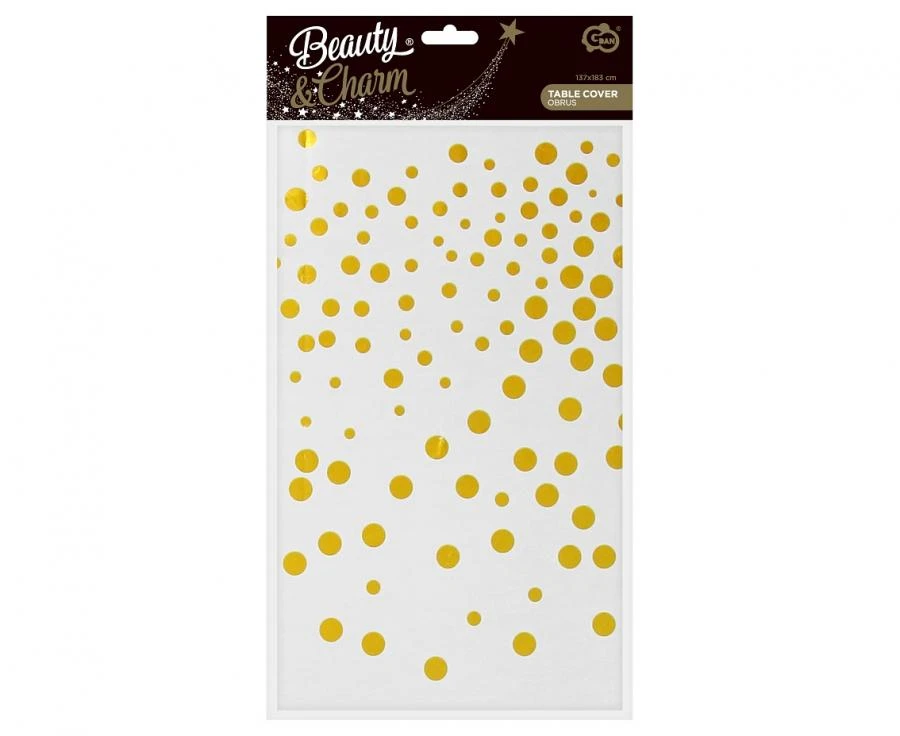 Folieborddug B&C med guldprikker hvid 137x183 cm SH-OFGB by Godan color Sort