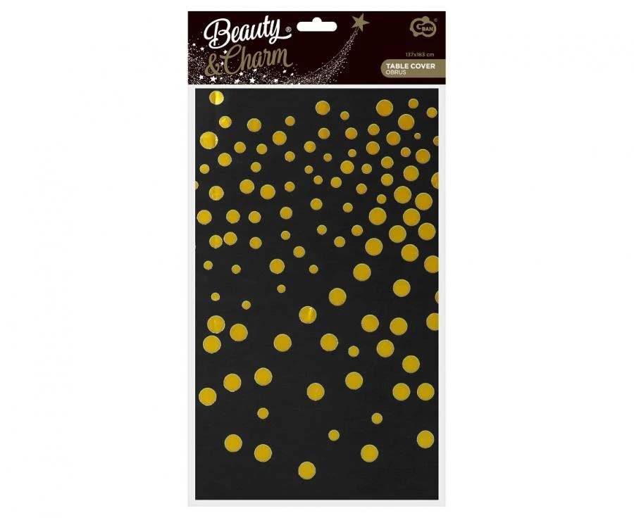 Folieborddug B&C med guldprikker sort 137x183 cm SH-OFGC by Godan color Sort