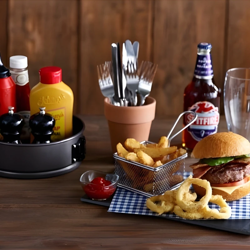 Mini Friturekurv Til Servering 9,5 x 9,5 x 6 cm - Rustfrit Stål SVB10 by Genware color Sort