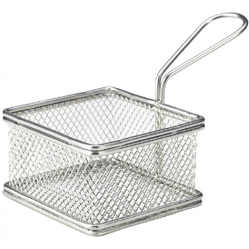 Mini Friturekurv Til Servering 9,5 x 9,5 x 6 cm - Rustfrit Stål SVB10 by Genware color Sort