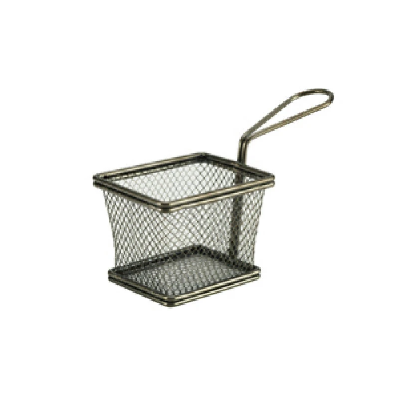 Mini Friturekurv Til Servering Sort 10 x 8 x 7.5cm - Rustfrit Stål SVB1008BK by Genware color Sort