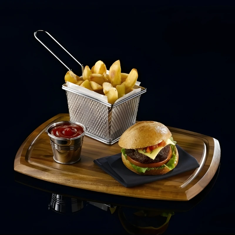 Mini Friturekurv Til Servering 10 x 8 x 7,5cm - Rustfrit Stål SVB1008 by Genware color Sort