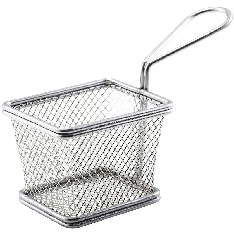 Mini Friturekurv Til Servering 10 x 8 x 7,5cm - Rustfrit Stål SVB1008 by Genware color Sort