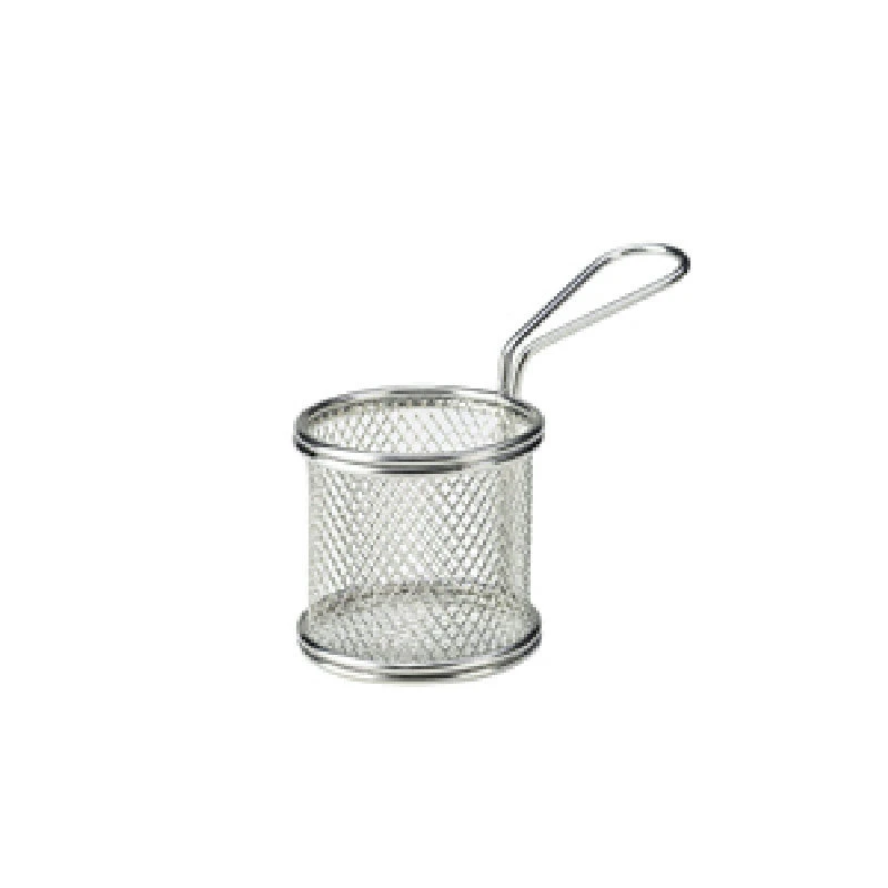 Rund Mini Friturekurv til Servering 9,3 x 9 cm - Rustfrit Stål SVBR09 by Genware color Sort