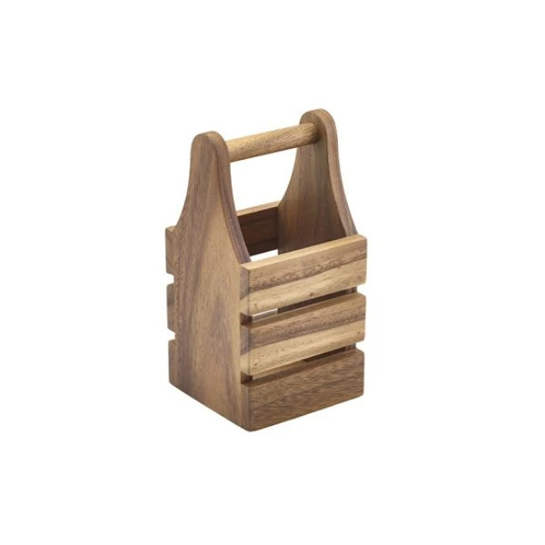 Trækasse Bestikholder i Acacie Træ 10 x 10 x 20cm WCH10 by Genware color Sort
