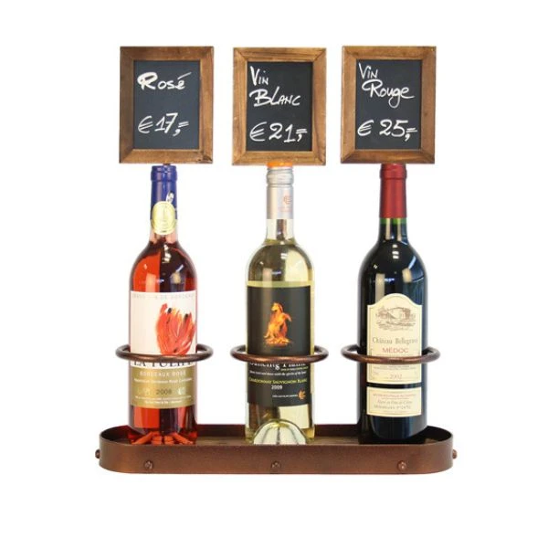 Genware Vinflaske Display til 3 Flasker med Tavle WB-WR-3 by Genware color Sort