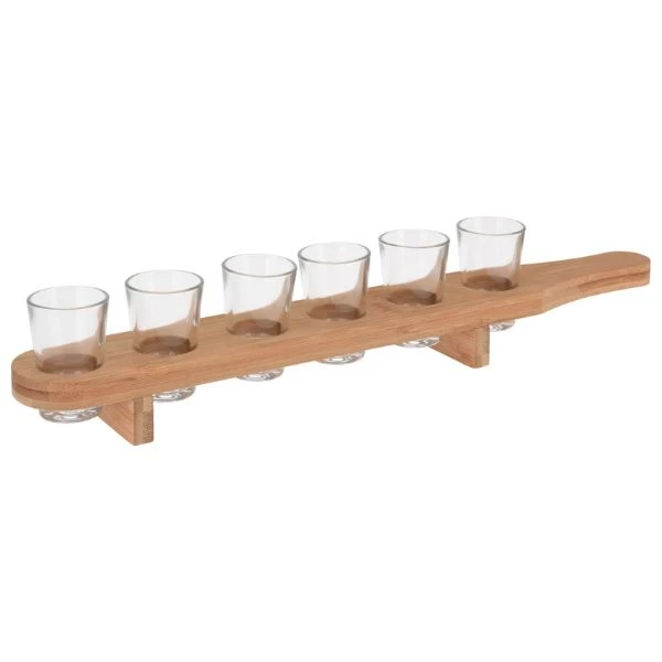 Shotglas sæt 7 stk med træplade CD1002810 by Koop color Klar