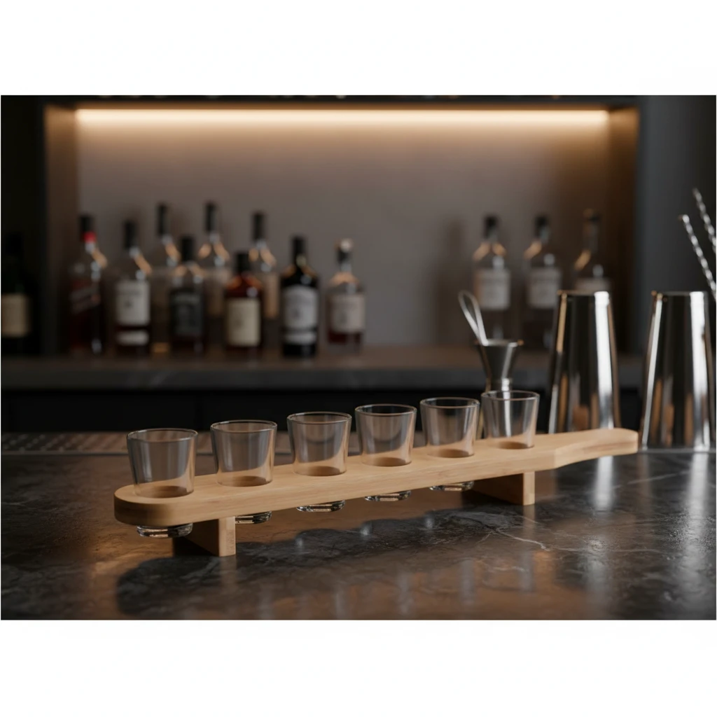 Shotglas sæt 7 stk med træplade CD1002810 by Koop color Klar