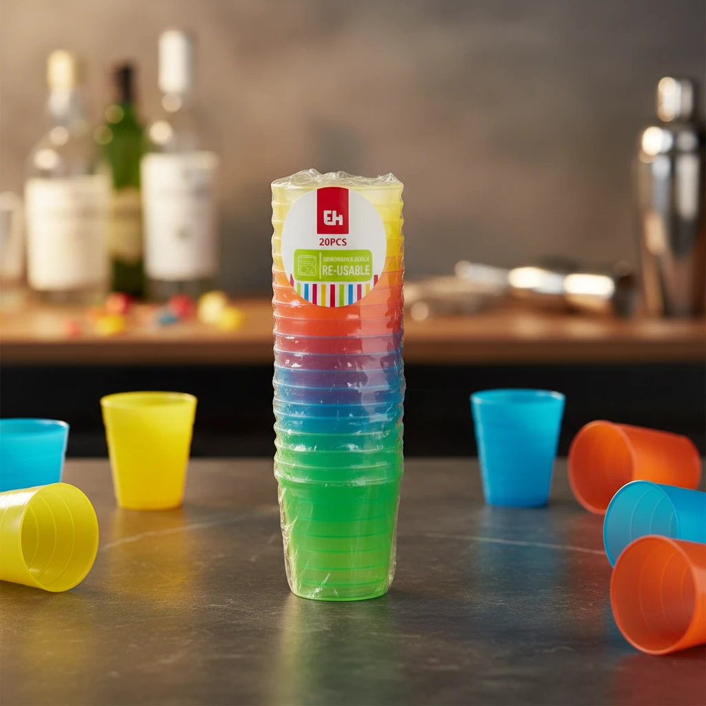 Shotglas 30ml, 20 styk, 4 farver 178000650 by Koop color Klar