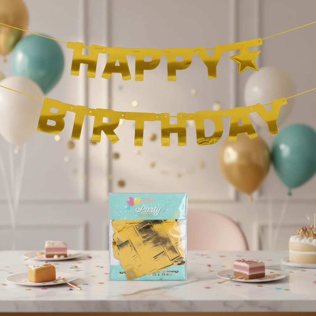 Flagline med teksten "Happy Birthday" 491009350 by Koop color Sort