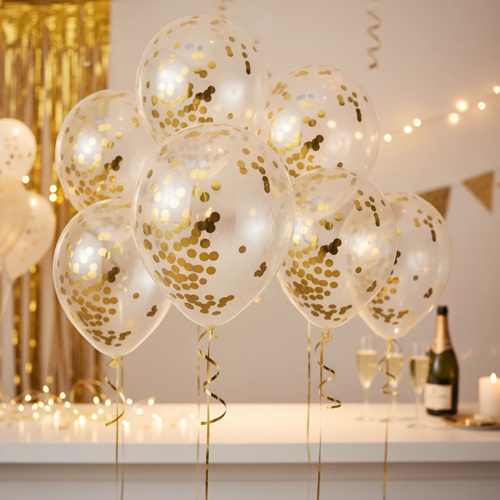 Balloner med konfetti 8 stk guld 491020220 by Koop color Guld