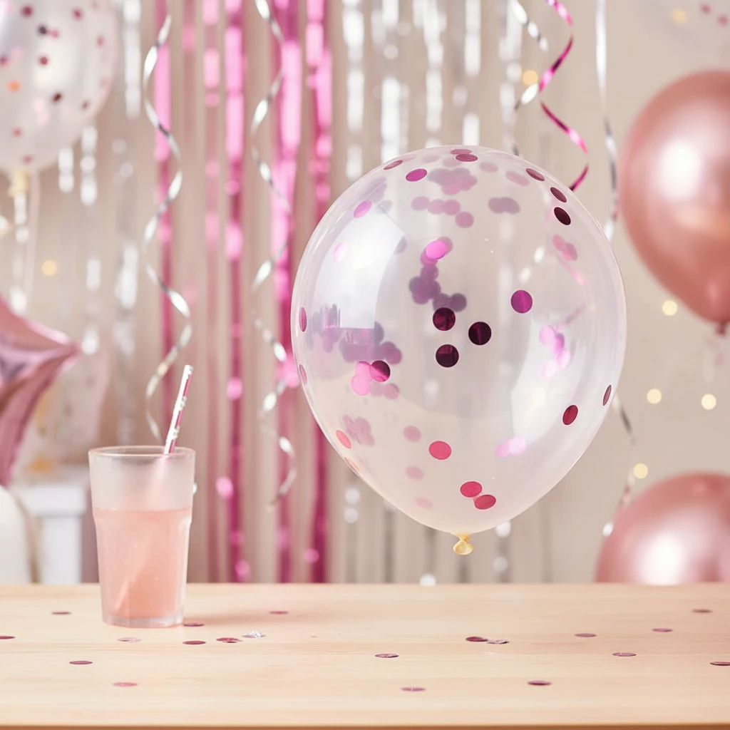 Balloner med konfetti pink 8 stk 491020760 by Koop color Pink