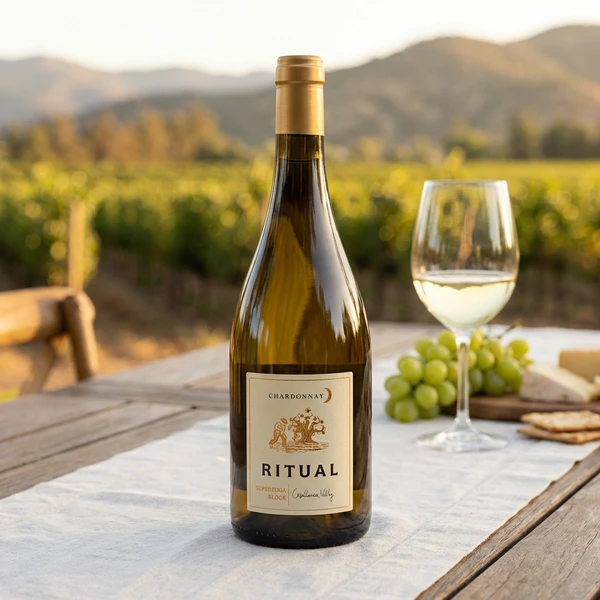 Ritual Chardonnay Supertuga Block 2017 192017 by Veramonte color Hvid