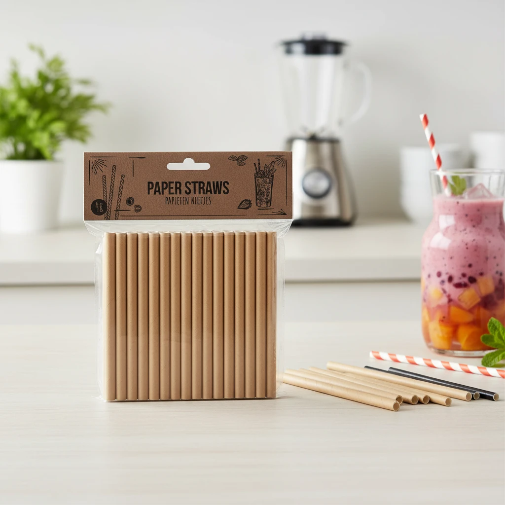 Sugerør i papir 48 stk assorteret RT1300080 by Koop color Sort