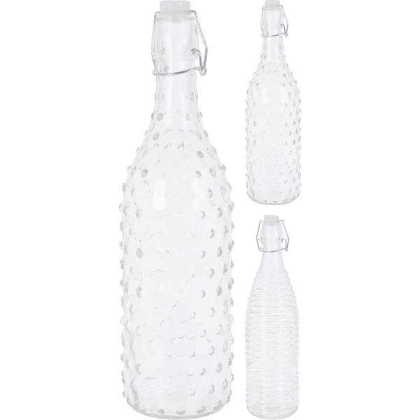 Glasflaske med svinglåg 1000ml CD1001690 by Koop color Klar