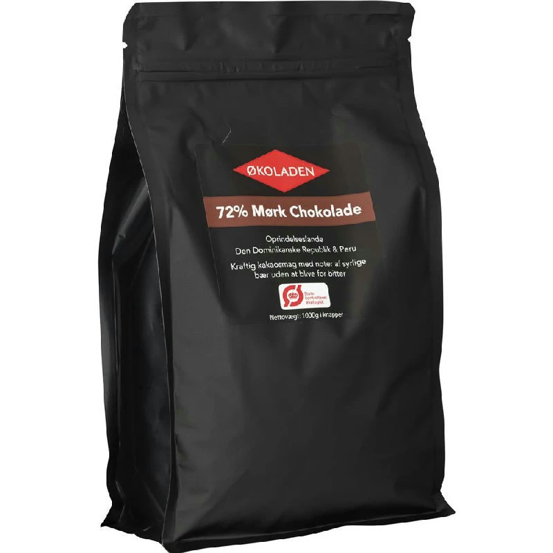 Mørk chokolade overtræk 72% Øko 1 kg 289063 by Økoladen color Sort