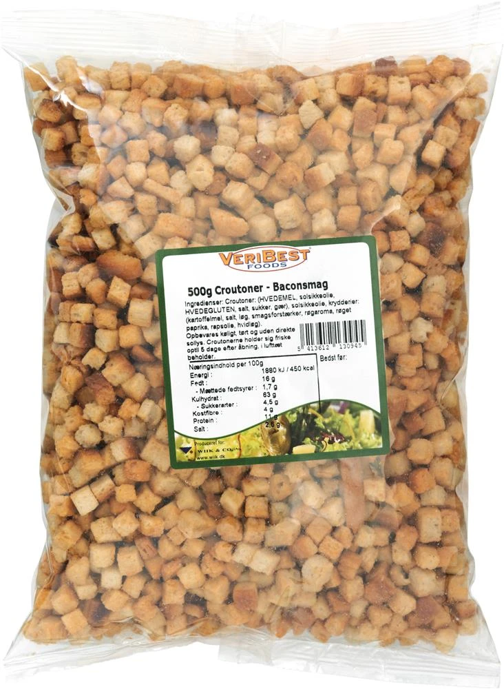 Croutoner Mini Bacon 8x8 mm PS (500 G) 204730 by VERIBEST color Sort