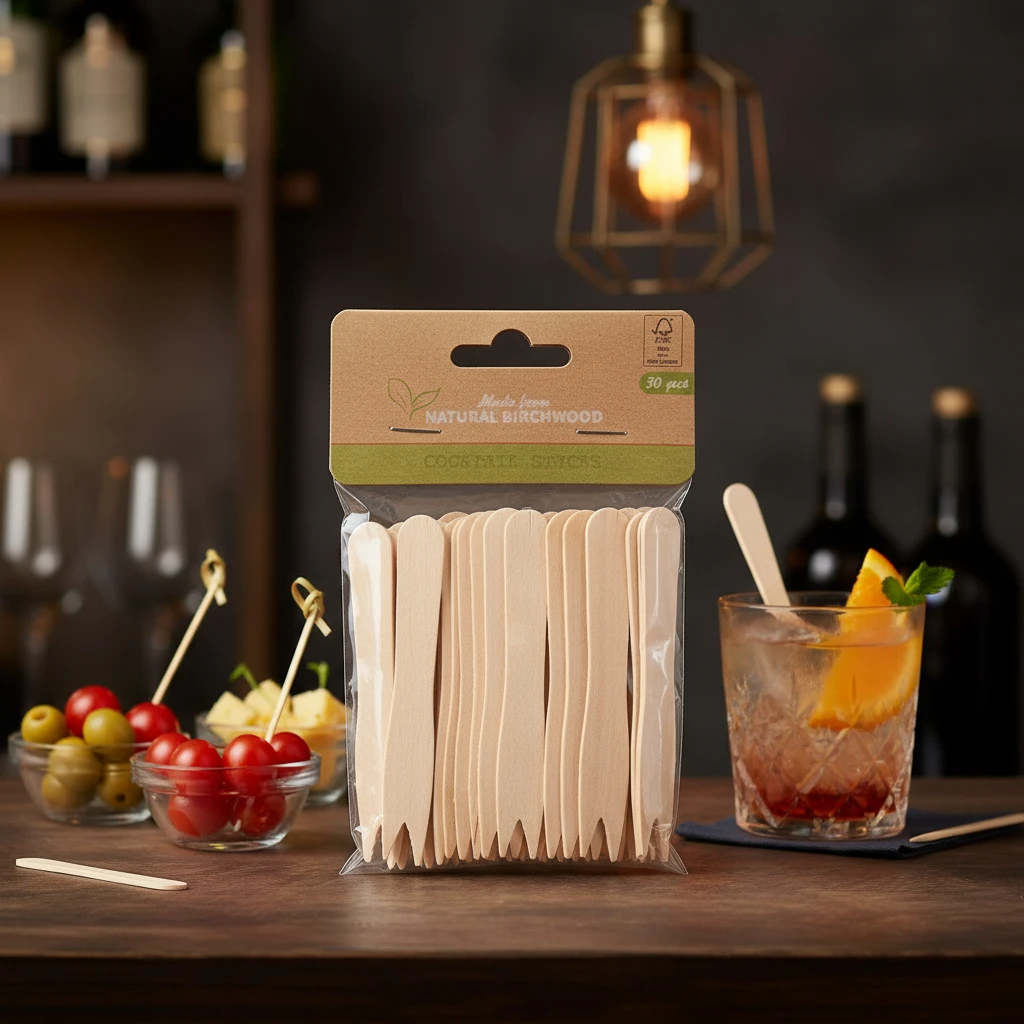 Cocktailgafler birketræ 50 stk Klimatossen 170488250 by Koop color lysebrun