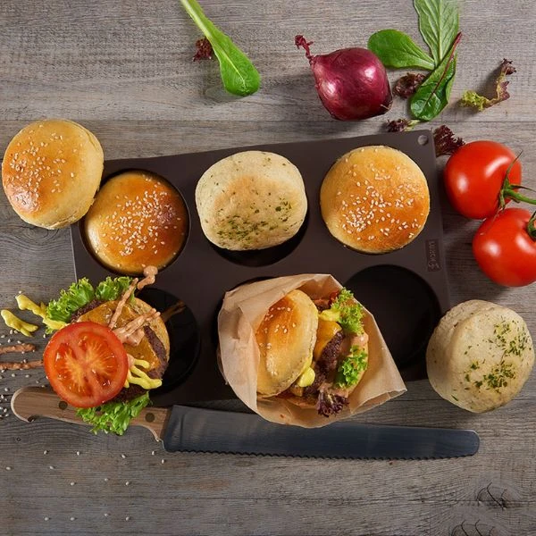Lurch Flexiform BurgerBun 6 stk. Ø8,5cm LU85086 by LURch color Sort
