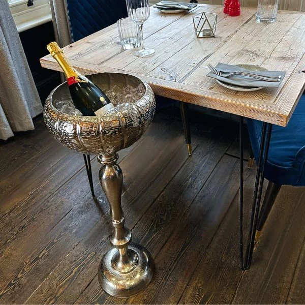 Eksklusiv Champagnekøler på Fod i Rustfrit Stål 40850 by Drink color Sort