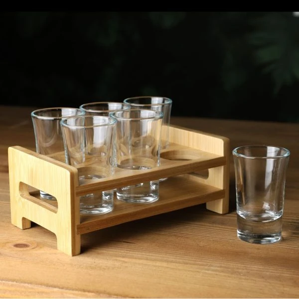 Træ Shotglas Holder til 6 Shots 36297 by Drink color Brun