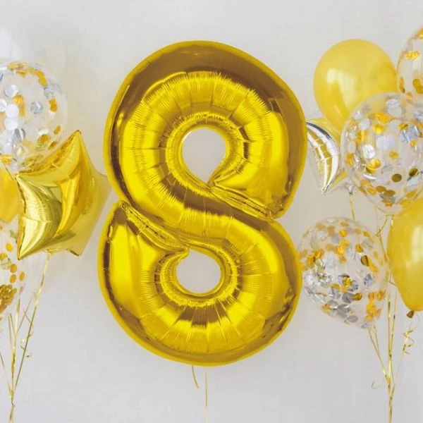 Folieballon Smart nummer 8 guld 92 cm CH-S9Z8 by Godan color Sort