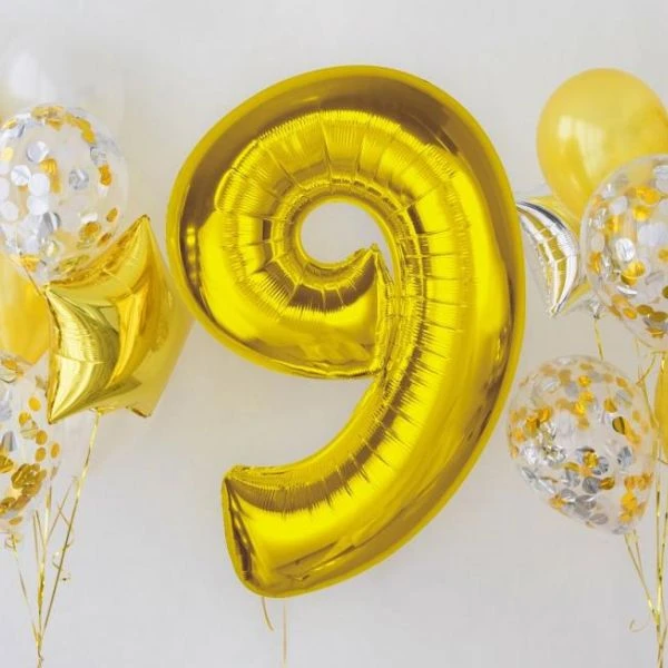 Folieballon Smart nummer 9 guld 92 cm CH-S9Z9 by Godan color Sort