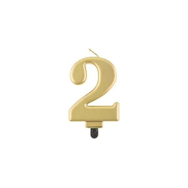 Fødselsdagslys tal 2 metallisk guld 8.0 cm PF-SCZ2 by Godan color Sort